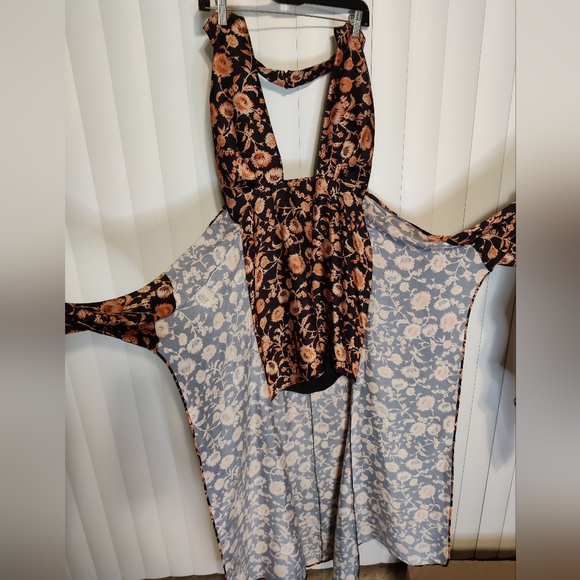 Significant Other Black with Orange Floral Dress Size 4 - Picture 4 of 7